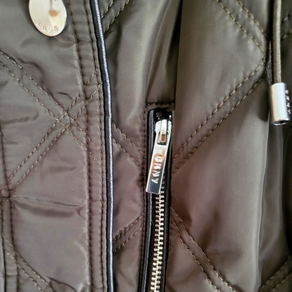 NWT DKNY Quilted Jacket Coat Brown Size XXS - Picture 4 of 11